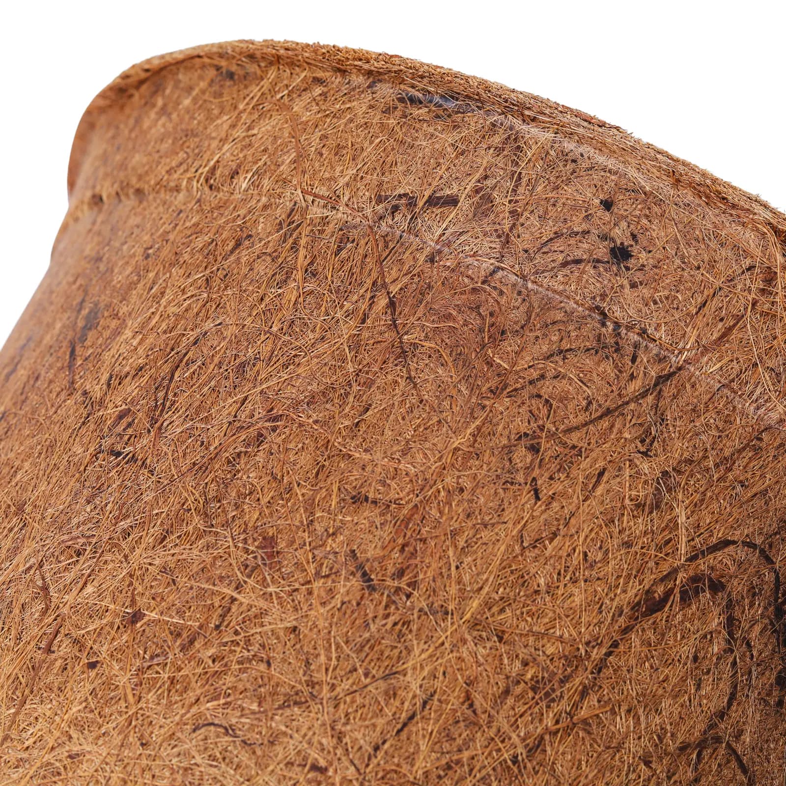 Close-up of the coconut fibre wall of a coir pot